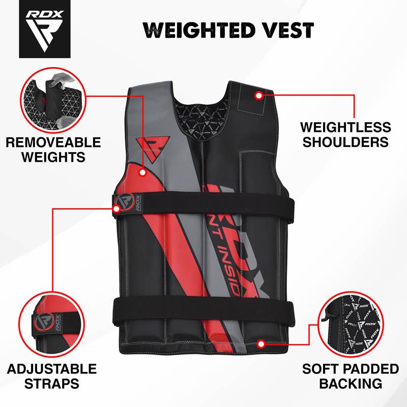 RDX R1 Adjustable 10KG - 18KG Red Weighted Vest