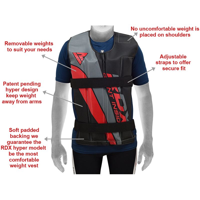 RDX R1 Adjustable 10KG - 18KG Red Weighted Vest