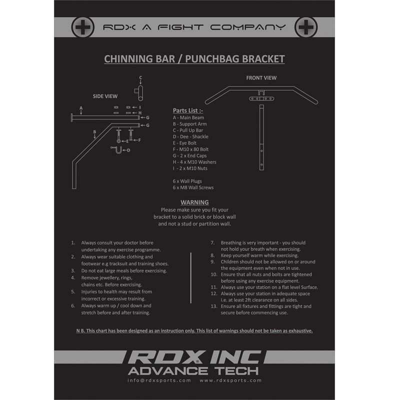 RDX X1 Wall Bracket with Pull Up Bar Black